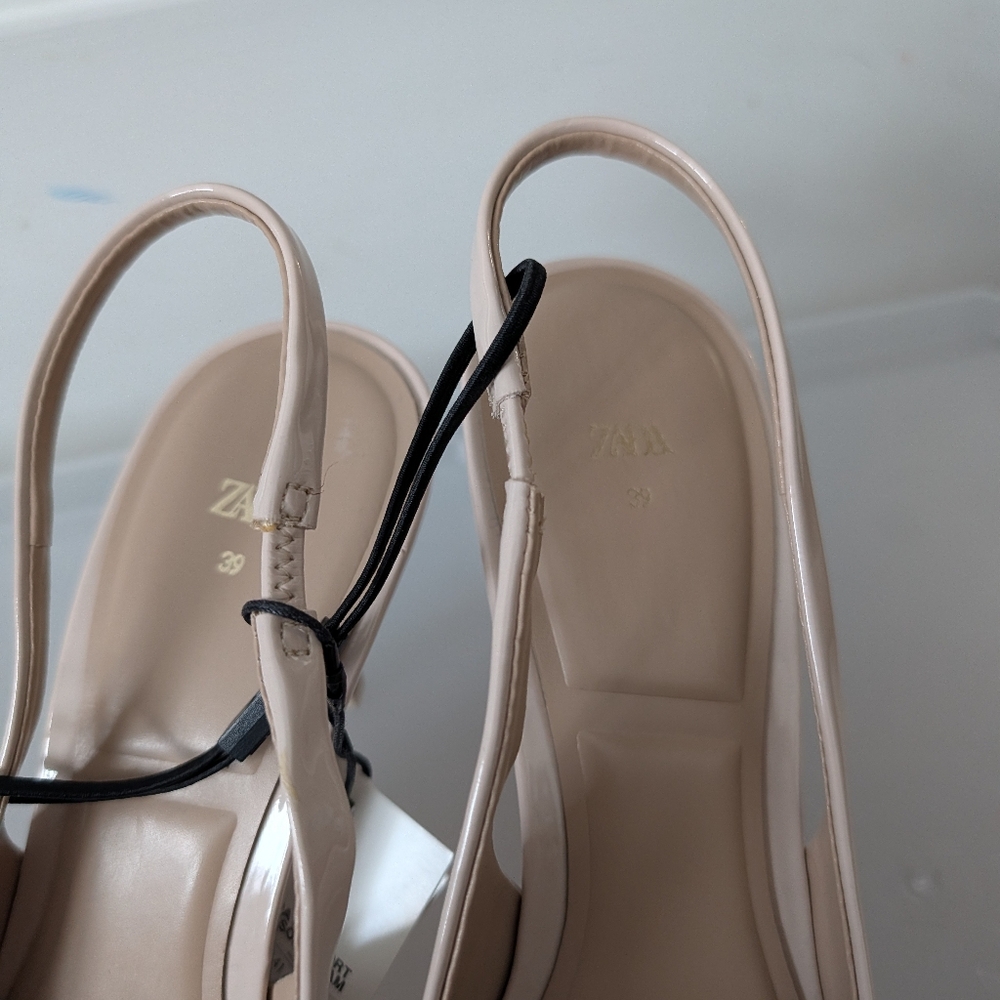 Zara Cream Bow Slingback Heels - Picture 2 of 5